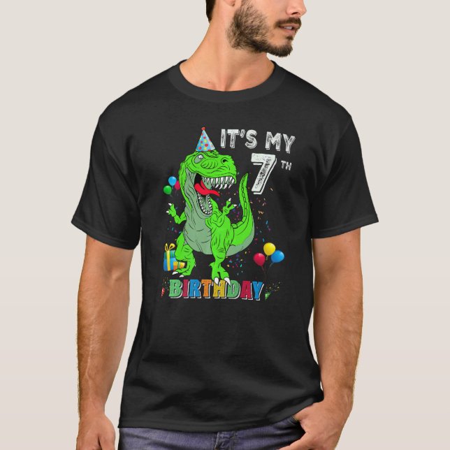 It's My 7th Birthday Happy 7 Years Dinosaur Rex Bd T-Shirt (Front)