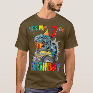 It's My 7th Birthday Monster Truck Dinosaur Boys A T-Shirt