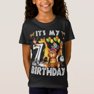 Its My 7th Birthday Safari Jungle Animals Lover T-Shirt