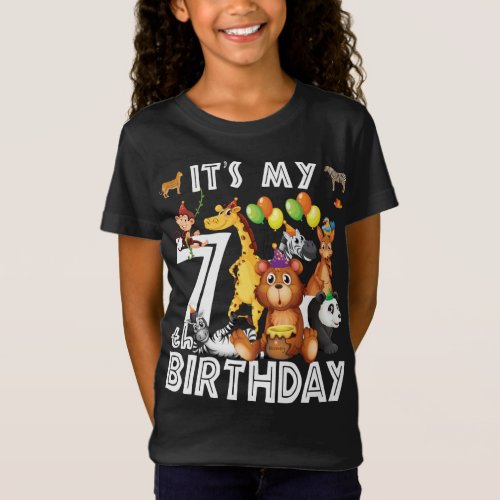 Its My 7th Birthday Safari Jungle Animals Lover T_Shirt