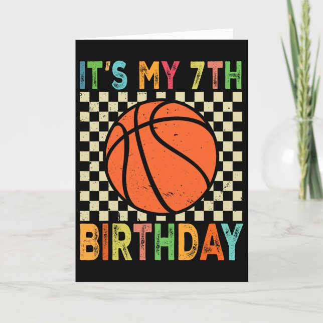 It's My 7th Birthday Sketll 7 Year Old Player Love Card (Front)