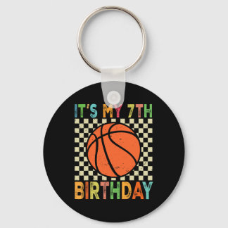 It's My 7th Birthday Sketll 7 Year Old Player Love Keychain