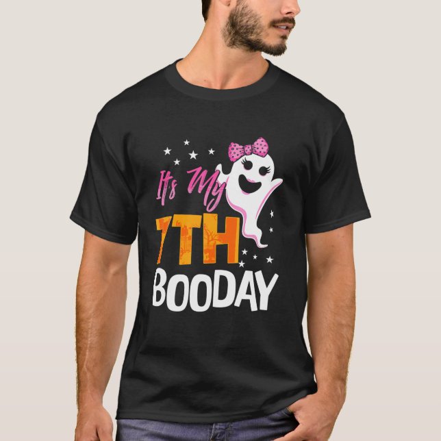 Its My 7th Boo Day Cute Halloween Birthday Ghost P T-Shirt (Front)