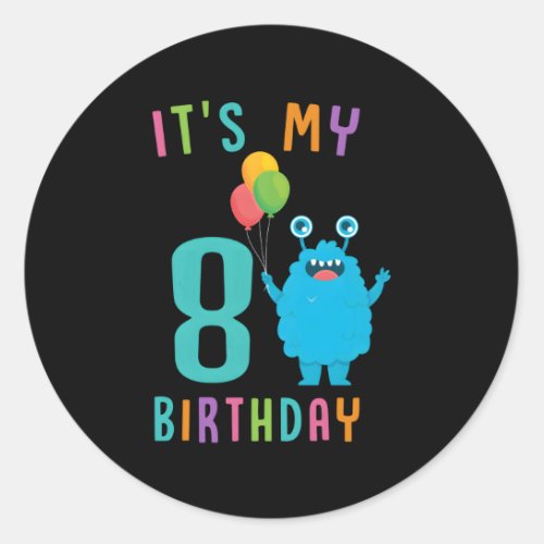 ItS My 8 Py Monster Halloween B_Day Classic Round Sticker