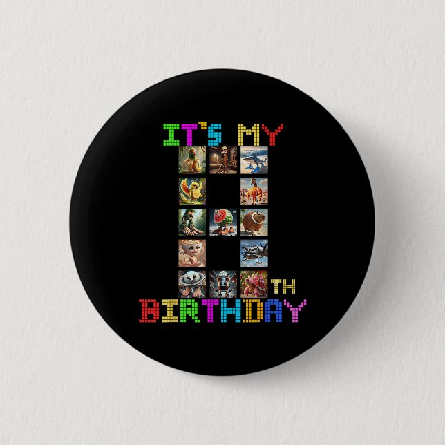 Its My 8th Birthday Funny Italian Brainrot Meme Bo Button (Front)