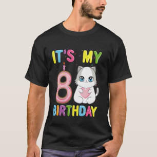 It's My 8th Birthday Girl 8 Year Old Ragdoll Cat T-Shirt
