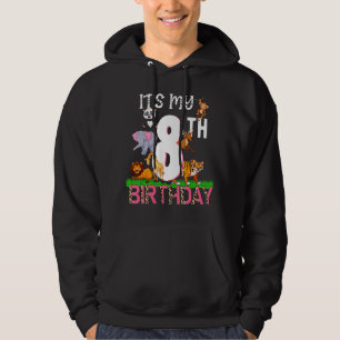 It's My 8th Birthday Panda Monkey Giraffe Wild Ani Hoodie