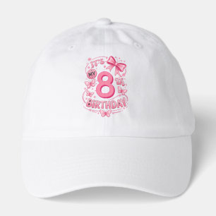 It's My 8Th Birthday Princess Pink Bow Girl Party Hat