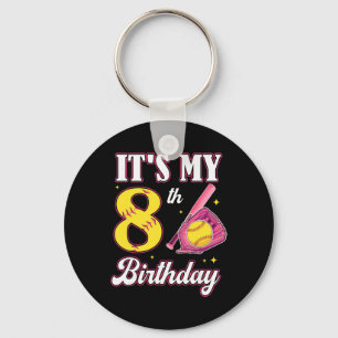 It's My 8th Birthday Softll Girl 8 Year Old Party Keychain