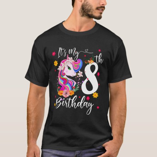 ItS My 8Th Unicorn 8 Party Unicorn T_Shirt