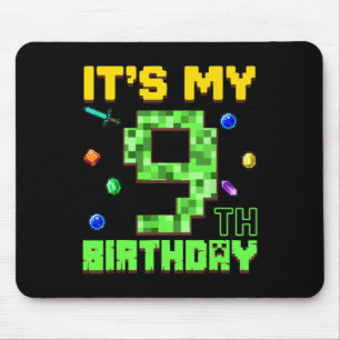 It's My 9th Birthday 9 Year Old Boy Gamer Pixel Nu Mouse Pad