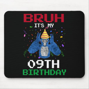 It's My 9th Birthday 9 Years Old Funny Gorilla Vid Mouse Pad