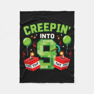 Its My 9th Birthday Boy Gamer Creepin’ Into 9 Game Fleece Blanket