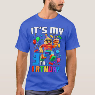 Its My 9th Birthday Building Brick 9 Years Old Boy T-Shirt