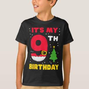 It's My 9th Birthday Christmas 9 Years Old Santa B T-Shirt
