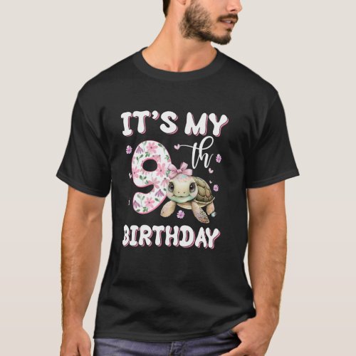 It's My 9th Birthday Cute Turtle Sea Fish Ocean An T-Shirt