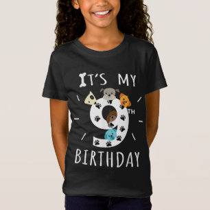 It's My 9th Birthday Dog Lover Theme 9 Years Old P T-Shirt