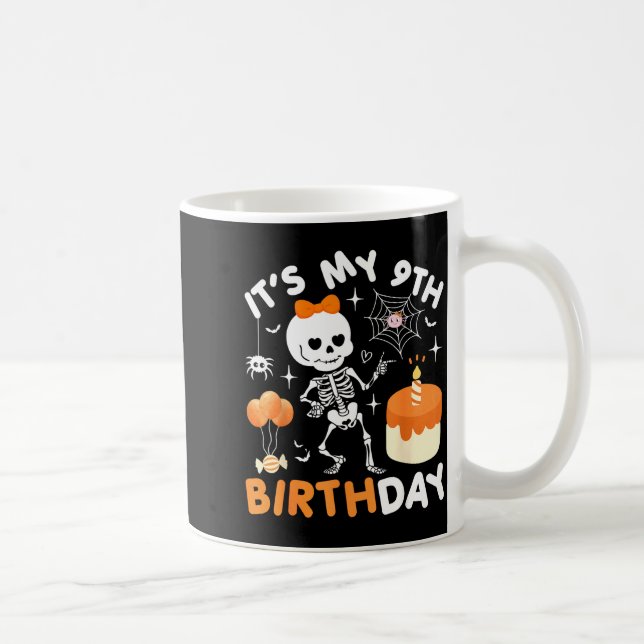 Its My 9th Birthday Funny Halloween Skeleton 9 Bir Coffee Mug (Right)