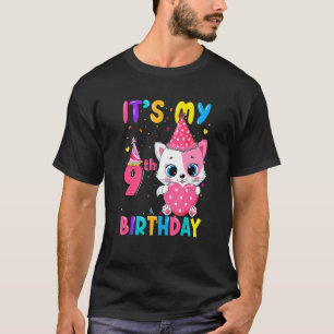 It's My 9th Birthday Girl Cat Birthday 9 Years Ol T-Shirt