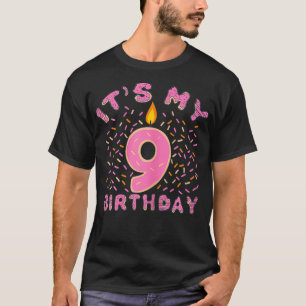 Its My 9th Birthday Girls 9 Years Old Donut T-Shirt