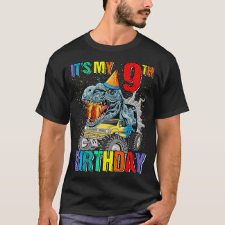 It's My 9th Birthday Monster Truck Dinosaur Boys A T-Shirt