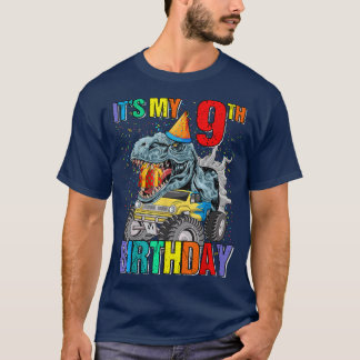 It's My 9th Birthday Monster Truck Dinosaur Boys A T-Shirt