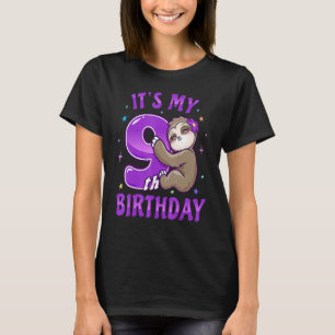 Its My 9th Birthday Purple Sloth Girl Nine Bday Th T-Shirt