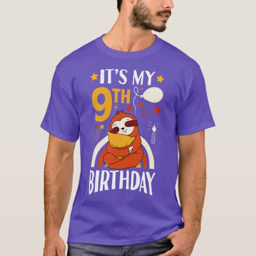 Its My 9th Birthday Sloth T_Shirt