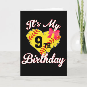 It's My 9th Birthday Softll Girl 9 Years Old  Card