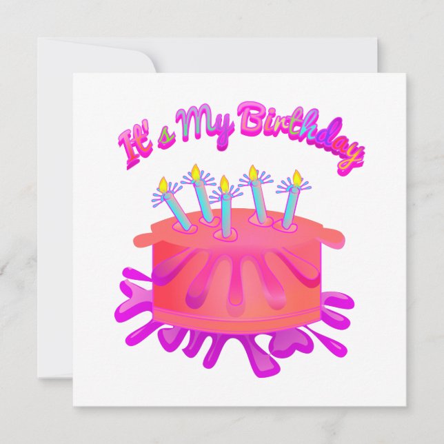 It's My B-Day Birthday Cake Invite (Front)