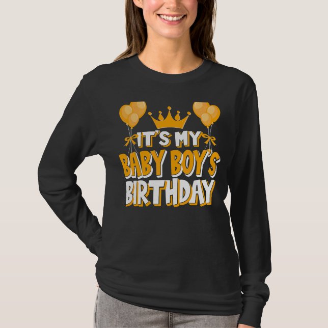 It's My Baby Boy's Birthday Celebration Family Mat T-Shirt (Front)