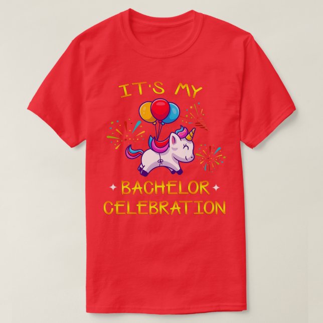 Its My Bachelor Celebration Unicorn Funny Marriage T-Shirt (Design Front)