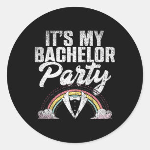 Its My Bachelor Party Rainbow Groom Funny Bachelor Classic Round Sticker