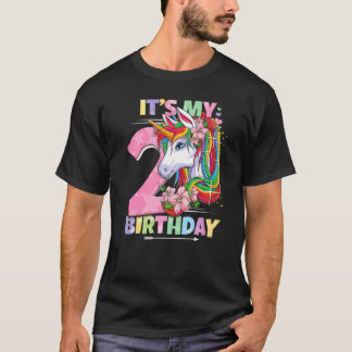 It's My Birthday 2nd Birthday Girl 2 Years 2020 Un T-Shirt