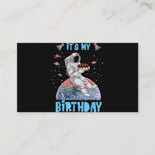 It's My Birthday Astronaut Youth Kids Outer Space  Enclosure Card (Front)