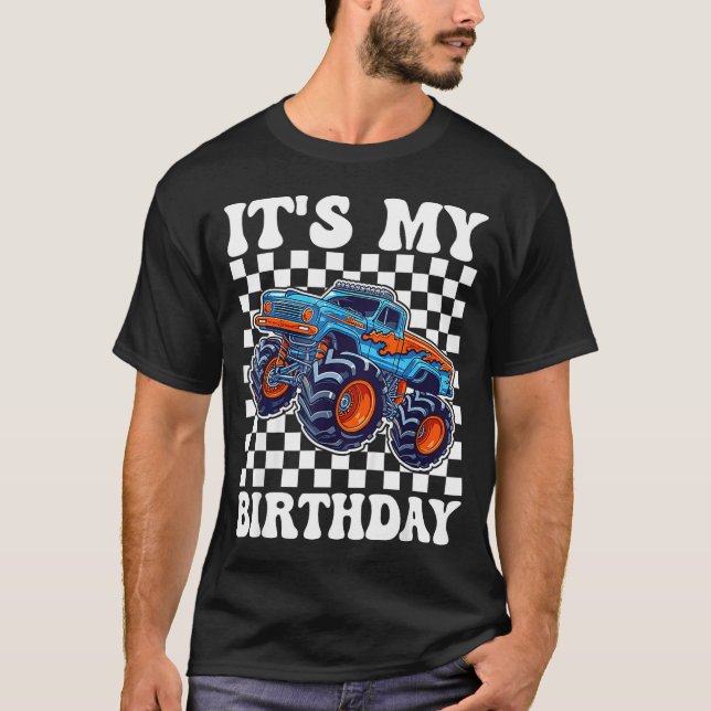 It's My Birthday Boy Monster Truck Bday Party Kids T-Shirt (Front)