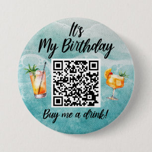 It's My Birthday Buy Me a Drink Beach QR Code Button