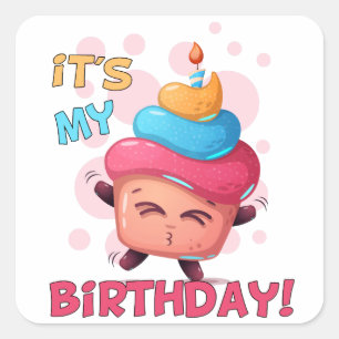 It's My Birthday Cupcake Square Sticker