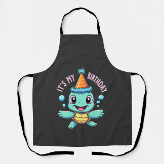 It's My Birthday Cute Sea Turtle Ocean Birthday Pa Apron
