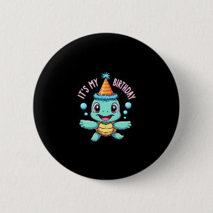 It's My Birthday Cute Sea Turtle Ocean Birthday Pa Button