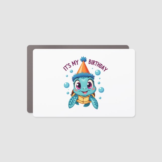 It's My Birthday Cute Sea Turtle Ocean Birthday Pa Car Magnet (Front)