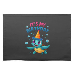It's My Birthday Cute Sea Turtle Ocean Birthday Pa Cloth Placemat