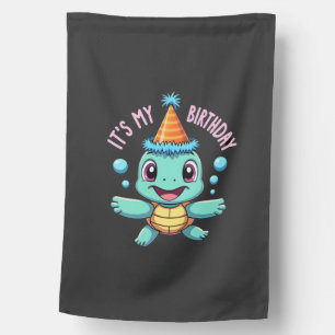 It's My Birthday Cute Sea Turtle Ocean Birthday Pa House Flag