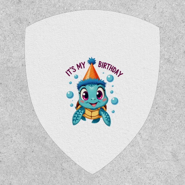 It's My Birthday Cute Sea Turtle Ocean Birthday Pa Patch (Front)