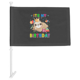 Its My Birthday Cute Sloth Birthday Party Costumes Car Flag