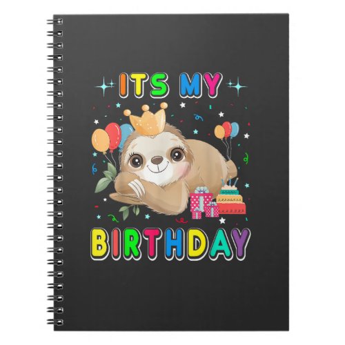 Its My Birthday Cute Sloth Birthday Party Costumes Notebook