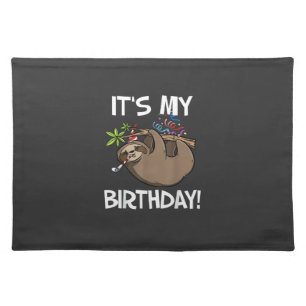 It's My Birthday Cute Sloth Party Outfit T-Shirt Cloth Placemat