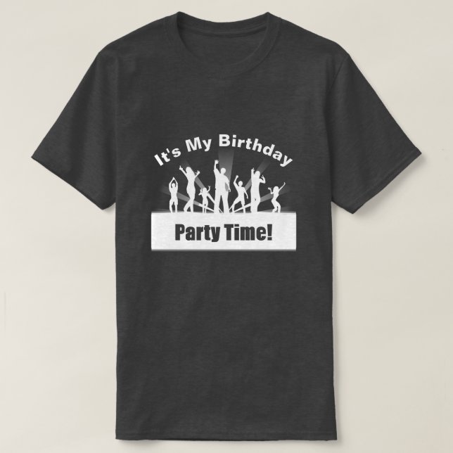 It's My Birthday Disco Silhouette White T-Shirt (Design Front)