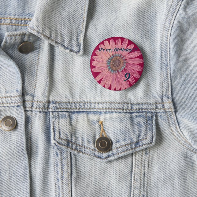 It's my Birthday!! Flower 9th Birthday Button (In Situ)