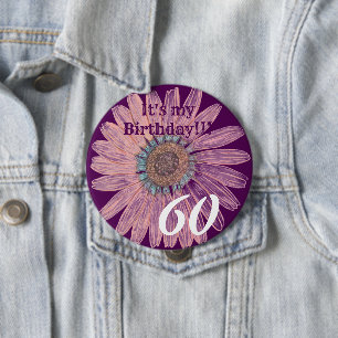 It's my Birthday!! Flower Personalised Birthday 10 Button